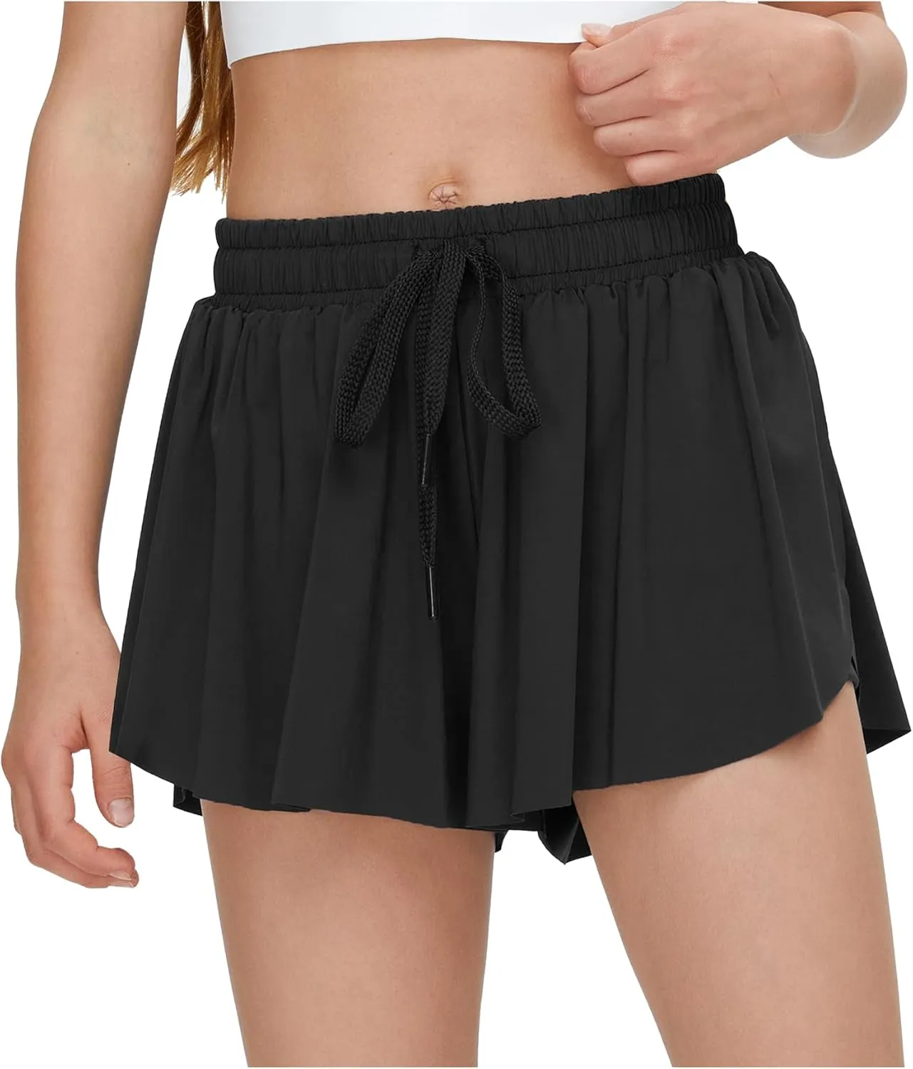 Kids Girls Athletic Flowy Shorts for Running Sports Fitness Active Workout Youth Butterfly Elastic Waist Skirts Shorts