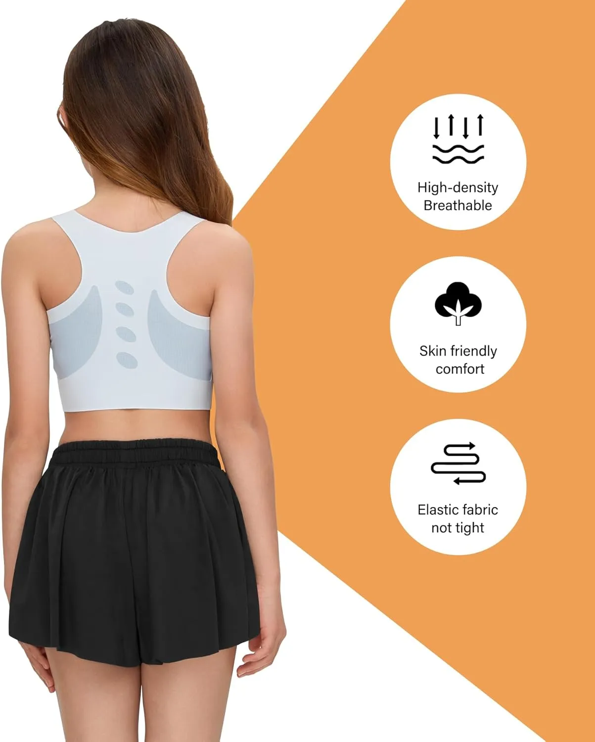 Kids Girls Athletic Flowy Shorts for Running Sports Fitness Active Workout Youth Butterfly Elastic Waist Skirts Shorts