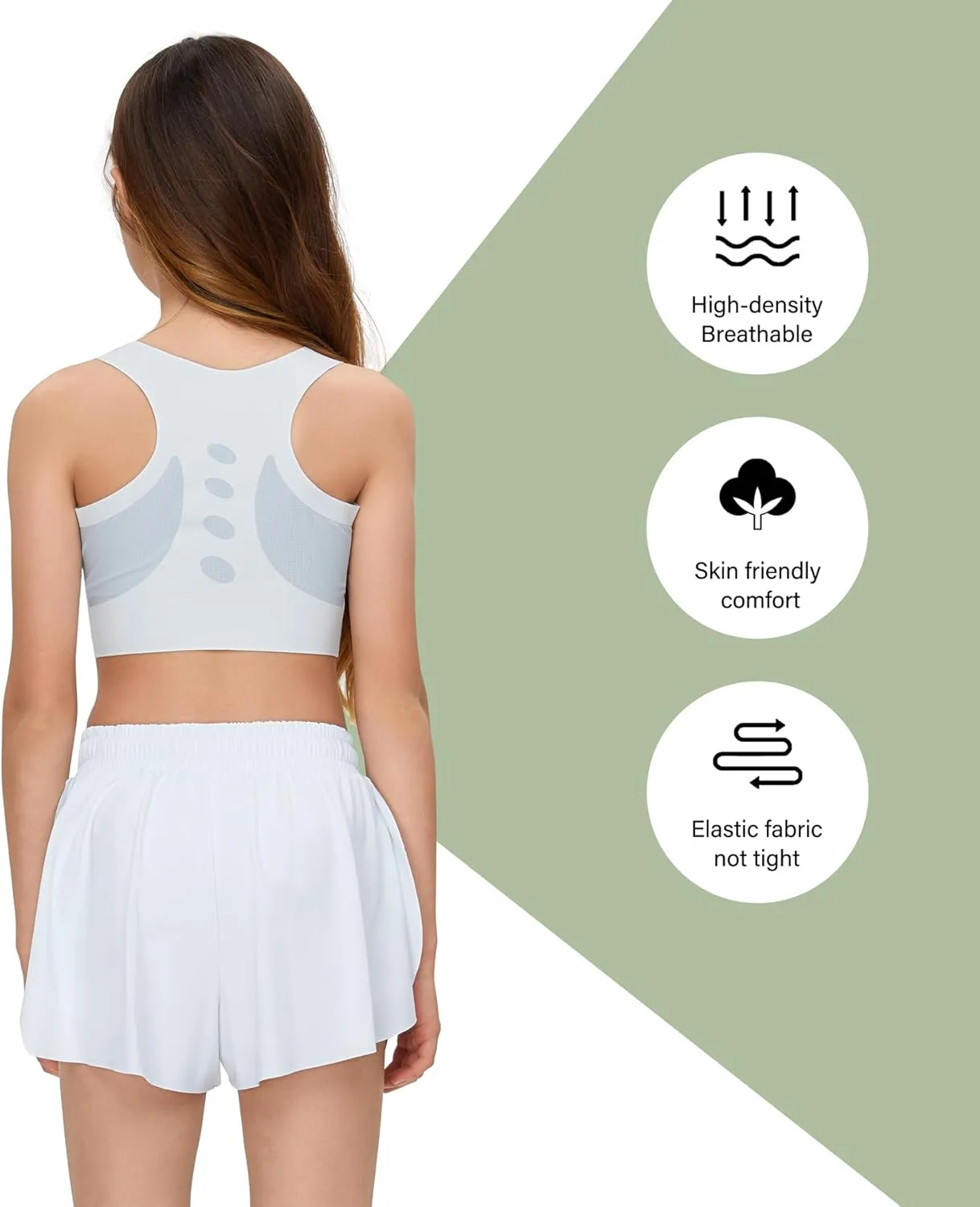 Kids Girls Athletic Flowy Shorts for Running Sports Fitness Active Workout Youth Butterfly Elastic Waist Skirts Shorts