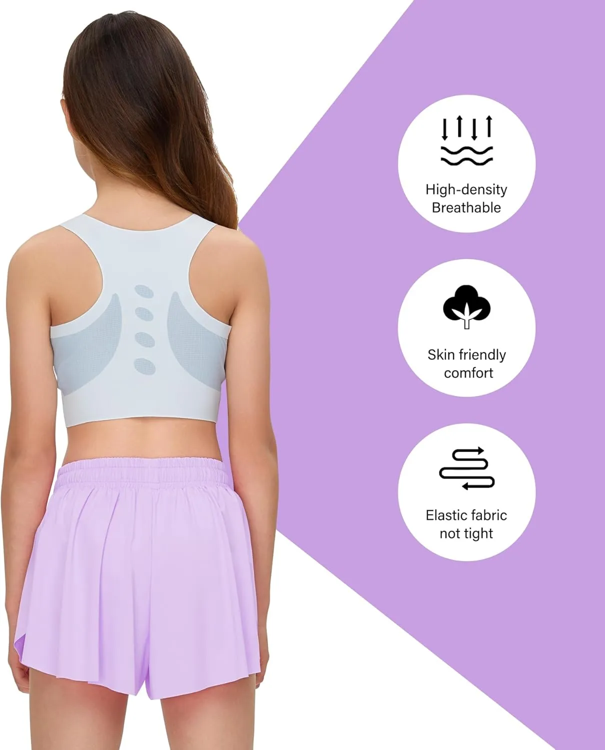 Kids Girls Athletic Flowy Shorts for Running Sports Fitness Active Workout Youth Butterfly Elastic Waist Skirts Shorts