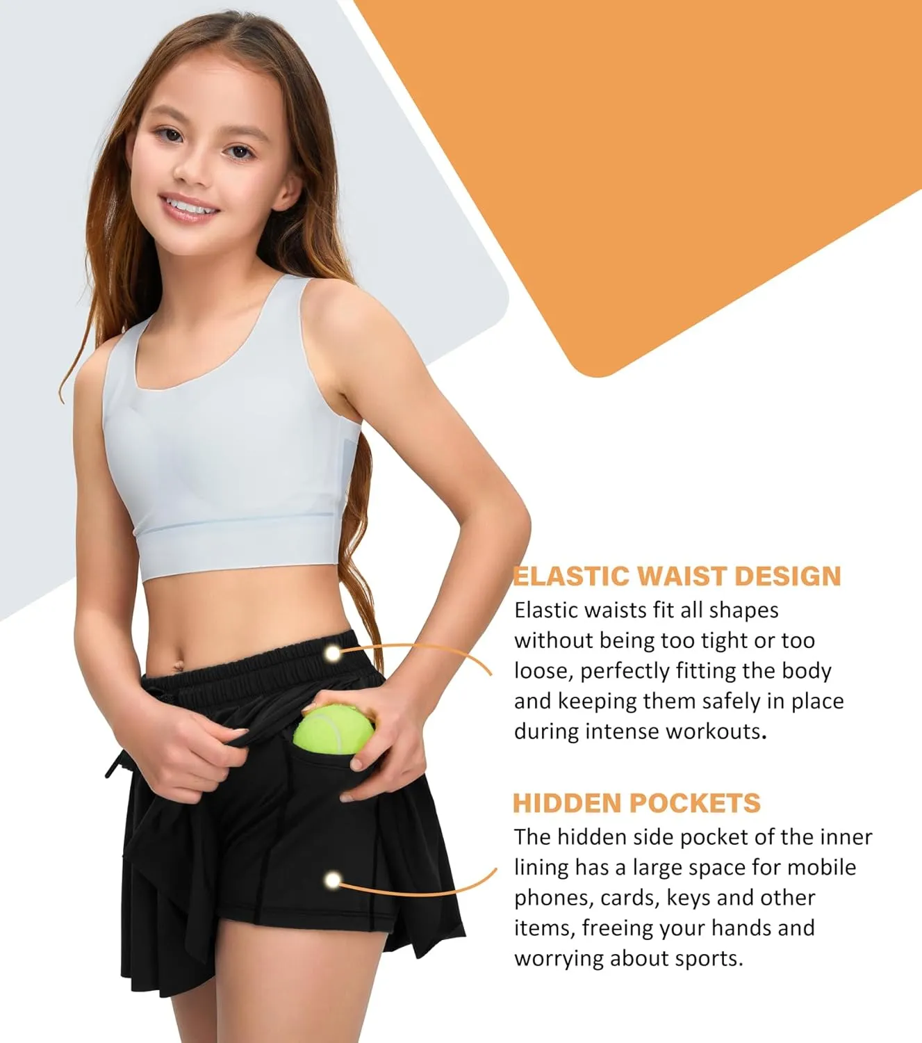 Kids Girls Athletic Flowy Shorts for Running Sports Fitness Active Workout Youth Butterfly Elastic Waist Skirts Shorts