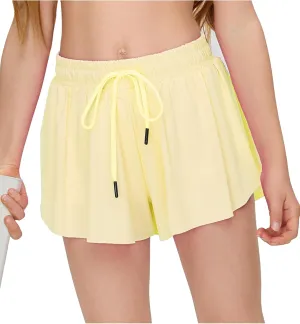 Kids Girls Athletic Flowy Shorts for Running Sports Fitness Active Workout Youth Butterfly Elastic Waist Skirts Shorts