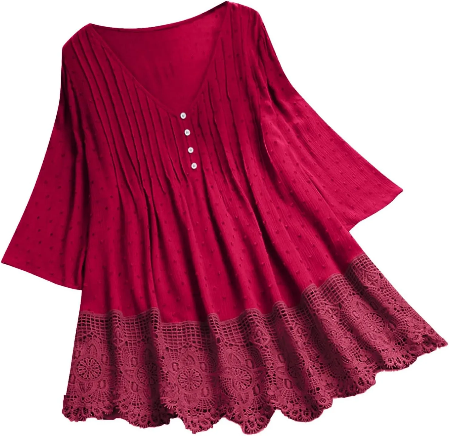 Linen Cotton Womens Long Sleeve Shirts Casual Oversized 3/4 Length Sleeve Round Neck Loose Fit Tees