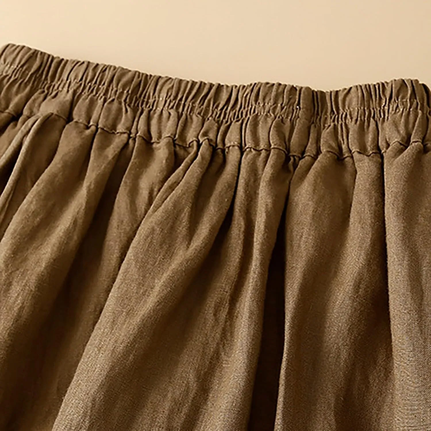 Linen Maxi Skirt for Women Elastic Waist Boho A-Line Skirts Boho Peasant 2025 Summer Beach Long Skirts with Drawstring