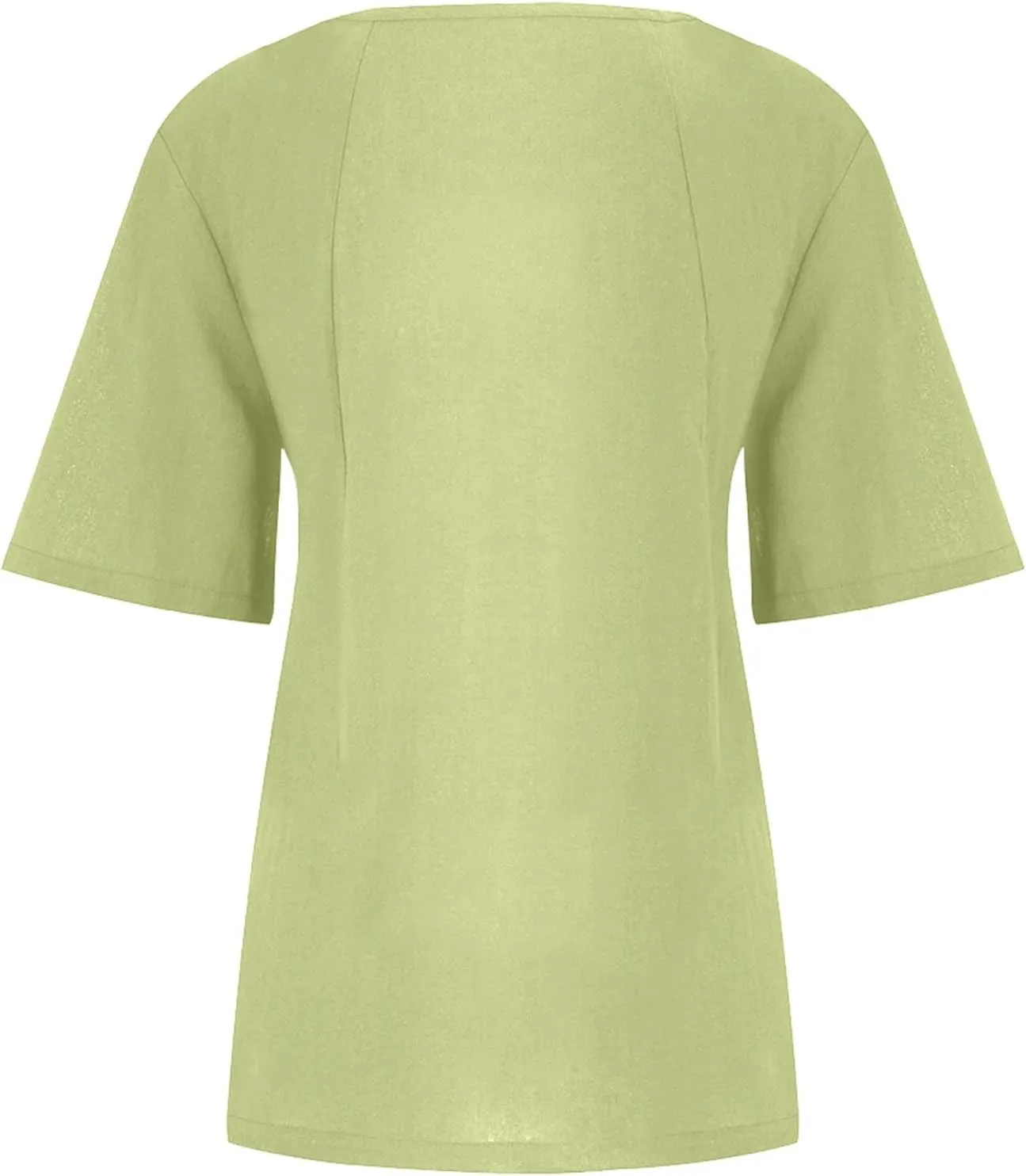 Linen Shirt Women,Short Sleeve 2024 Summer Blouses Round Neck Boho Blouse Button Down T Shirt Floral Print Top