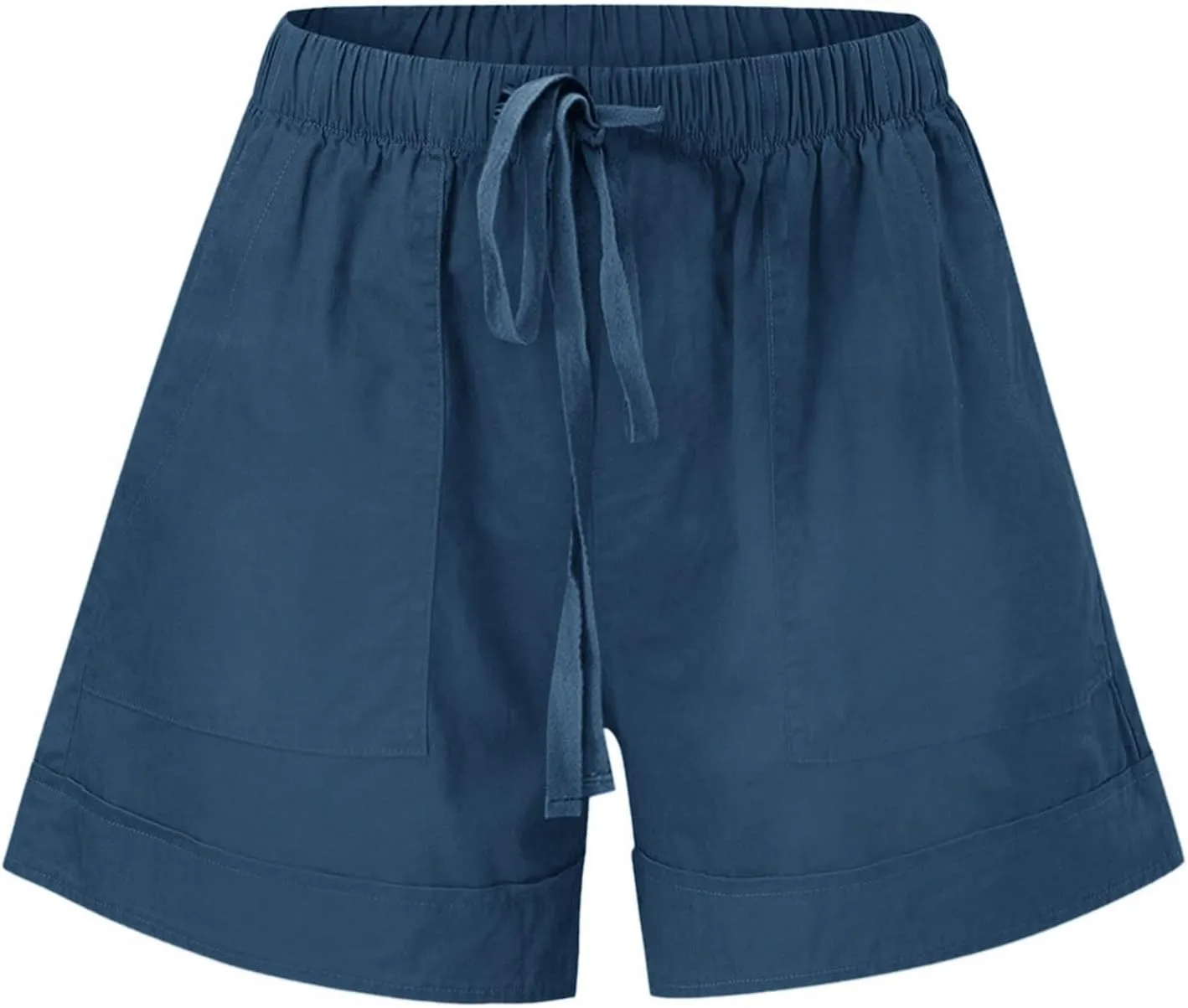 Linen Shorts for Women High Waisted Cotton Summer Shorts Wide Leg Loose Fit Drawstring Short Pants with Pockets Beach Fashion