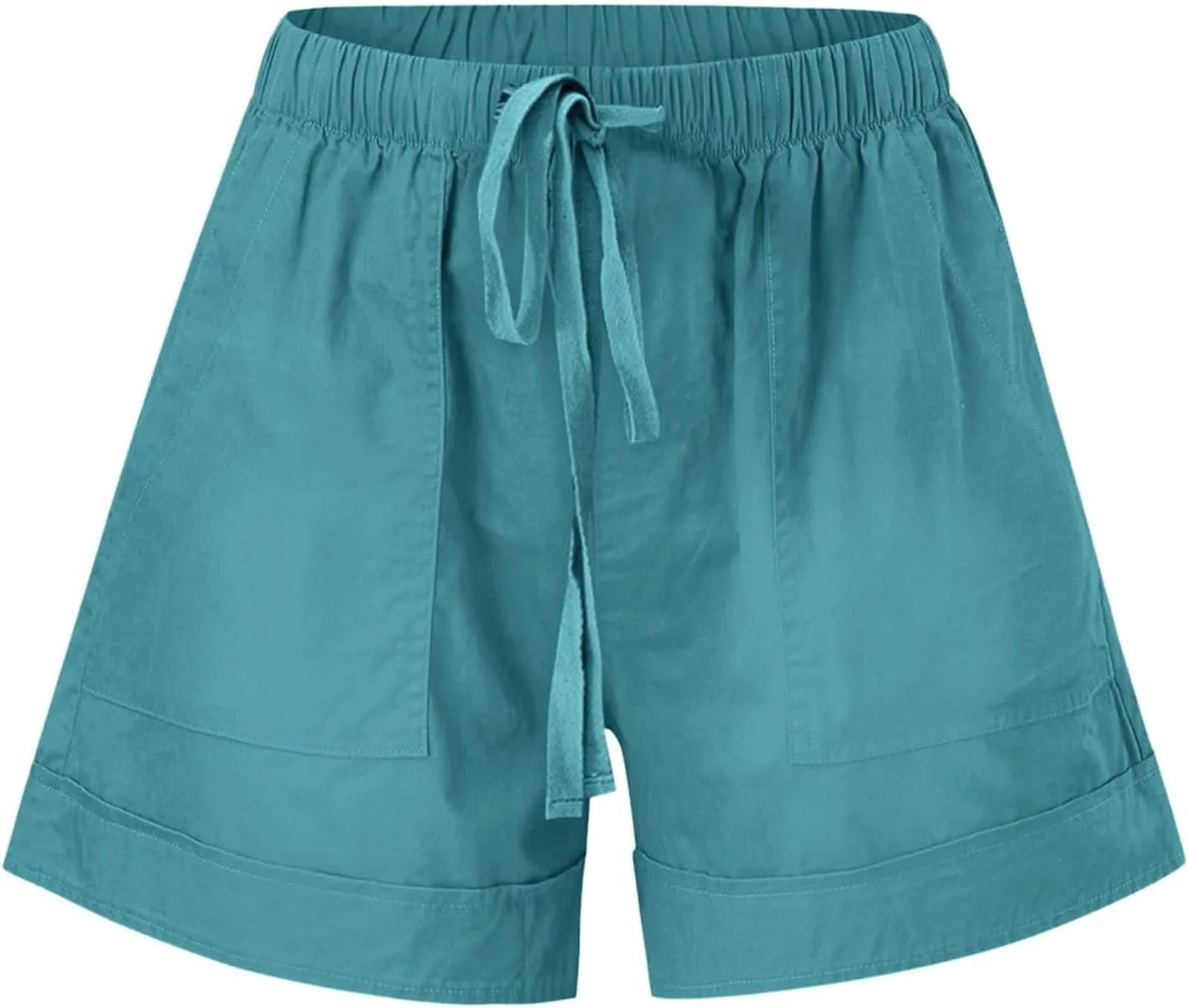 Linen Shorts for Women High Waisted Cotton Summer Shorts Wide Leg Loose Fit Drawstring Short Pants with Pockets Beach Fashion