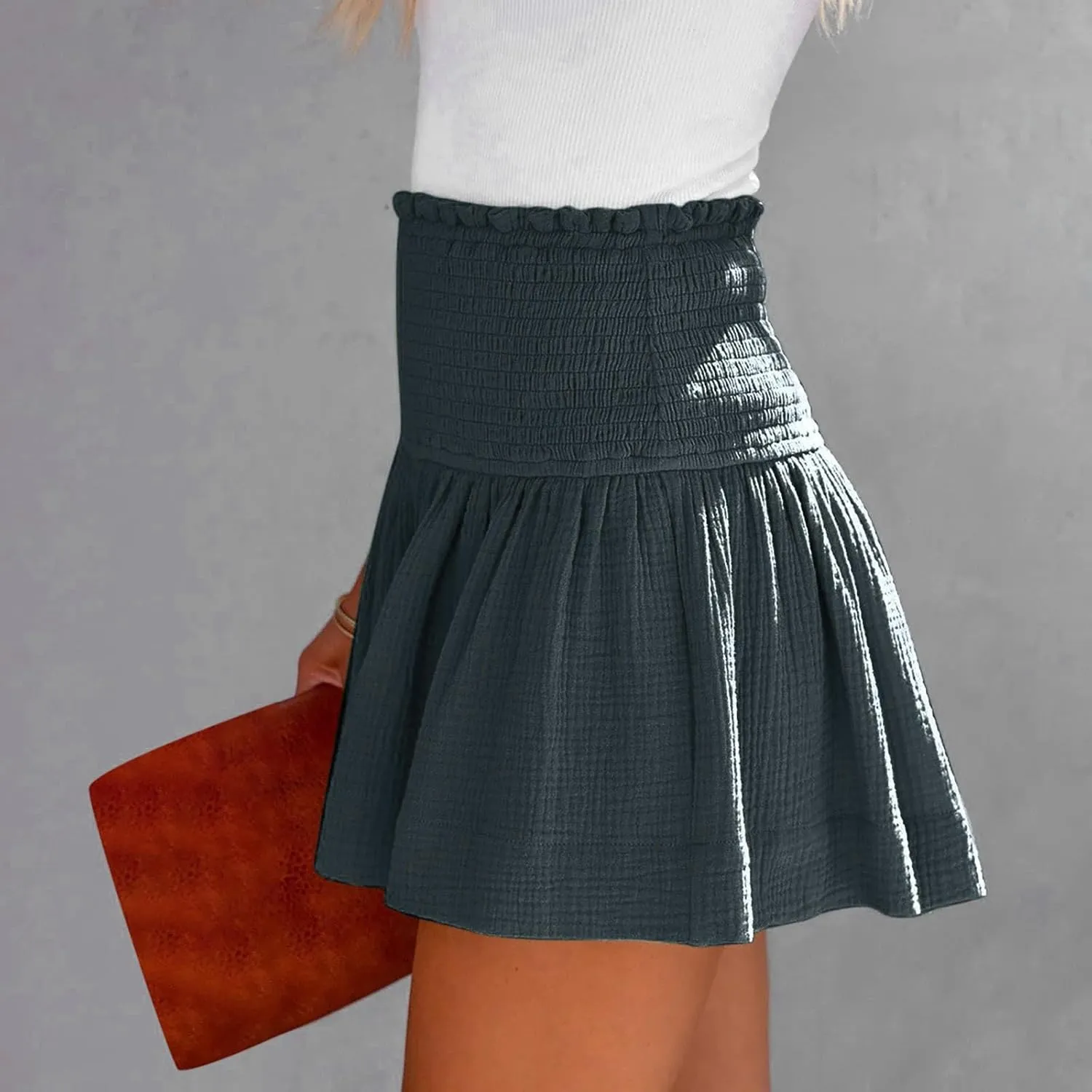 Linen Shorts for Women Smocked Elastic High Waisted Flowy Shorts Beach Casual Ruffle Butterfly Short Linen Pants