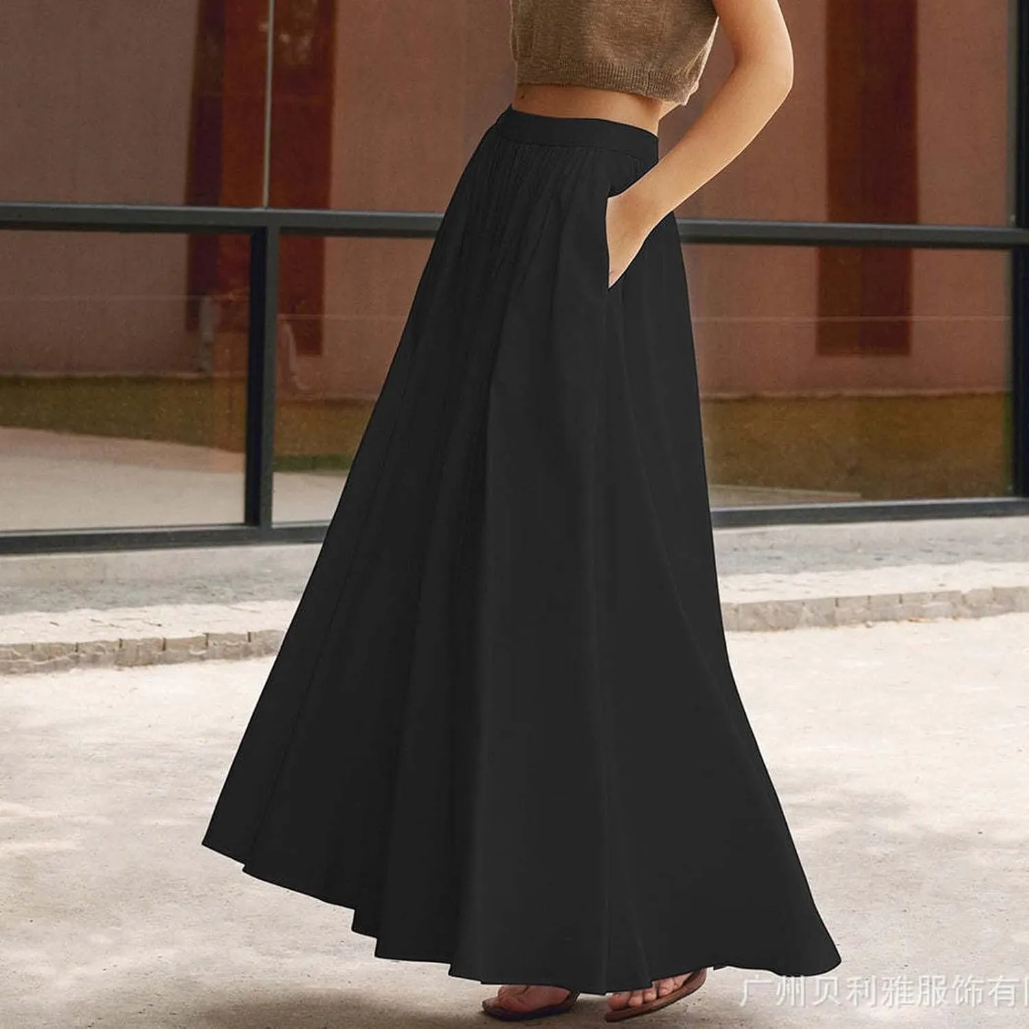 Long Skirts for Women High Waist A Line Skirt Casual Flowy Skirt with Pockets Summer Boho Maxi Dresses