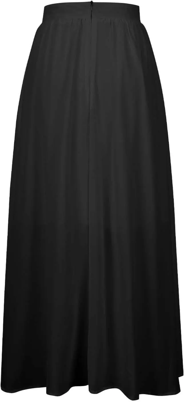 Long Skirts for Women High Waist A Line Skirt Casual Flowy Skirt with Pockets Summer Boho Maxi Dresses
