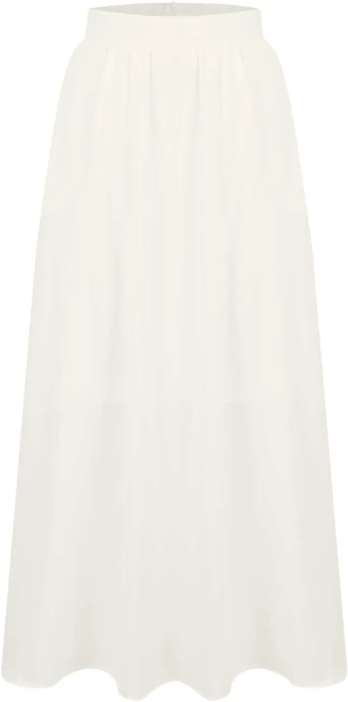 Long Skirts for Women High Waist A Line Skirt Casual Flowy Skirt with Pockets Summer Boho Maxi Dresses