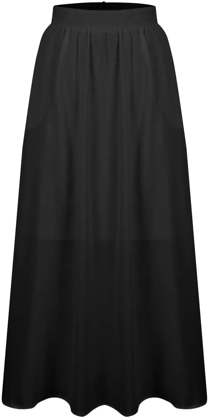Long Skirts for Women High Waist A Line Skirt Casual Flowy Skirt with Pockets Summer Boho Maxi Dresses