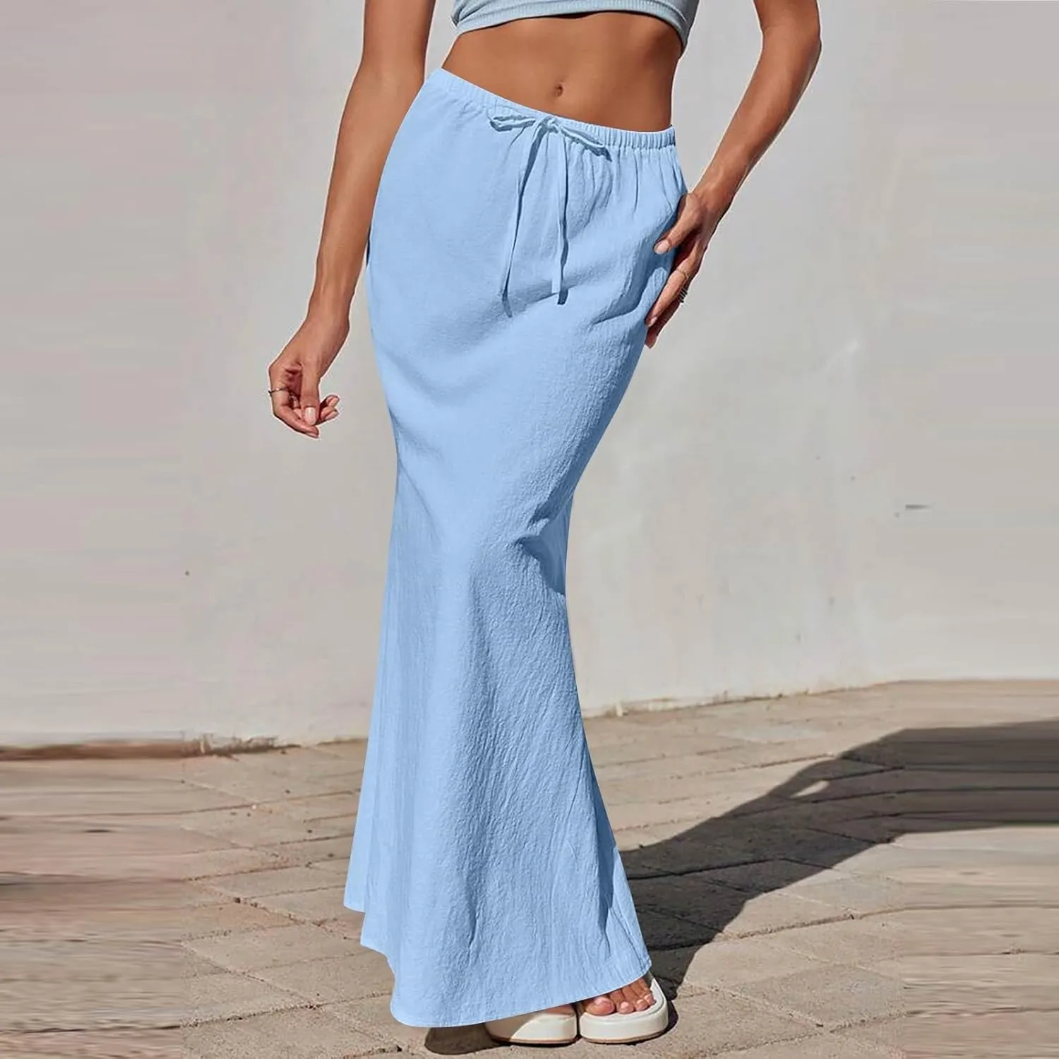 Maxi Women's Skirts, Solid Color Elegantes Summer Vacation Trendy Womens Skirts