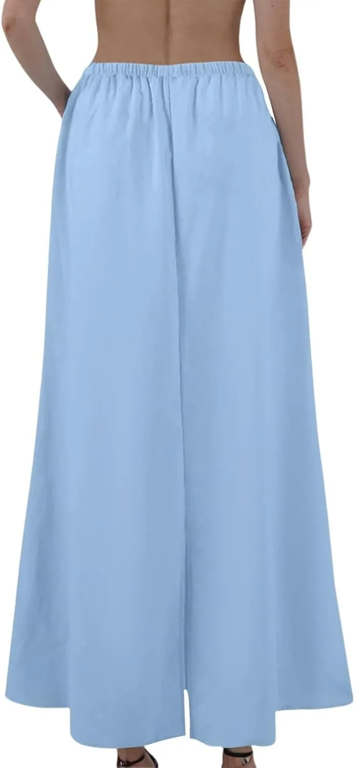 Maxi Women's Skirts, Solid Color Elegantes Summer Vacation Trendy Womens Skirts