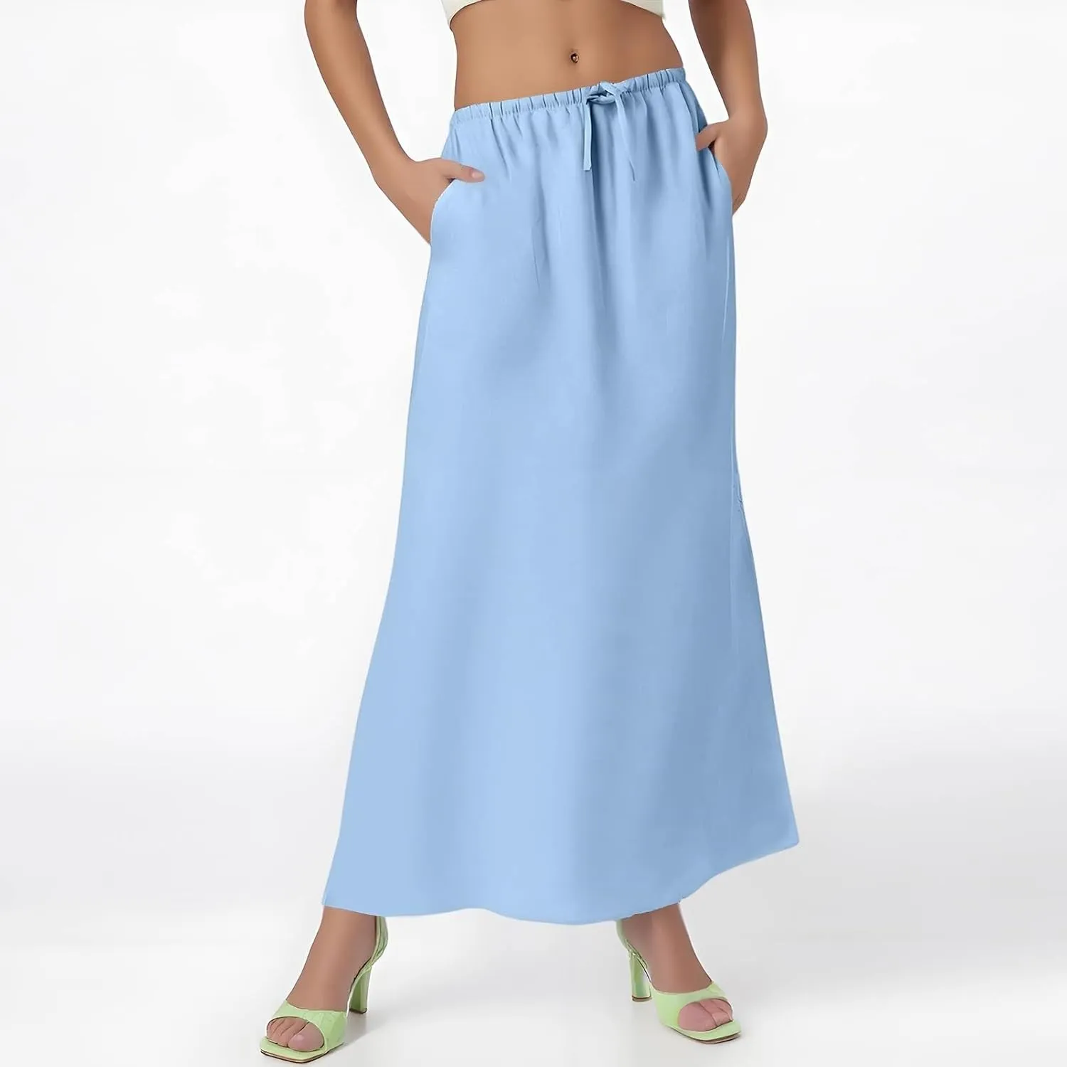 Maxi Women's Skirts, Solid Color Elegantes Summer Vacation Trendy Womens Skirts