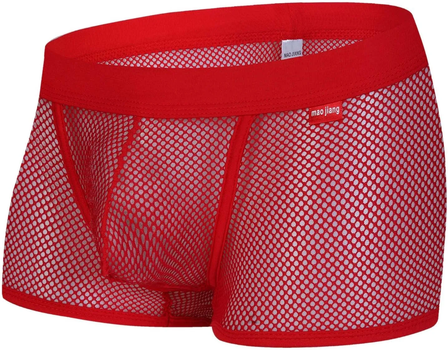 Men Underwear Pack Men Sexy Mesh Underwear Low Rise See Through Loose Shorts Sheer Lounge Underwear Cover Up Boxer Trunks Seamless Thongs Panties For Men Girly X-Large Red