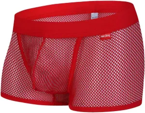 Men Underwear Pack Men Sexy Mesh Underwear Low Rise See Through Loose Shorts Sheer Lounge Underwear Cover Up Boxer Trunks Seamless Thongs Panties For Men Girly X-Large Red