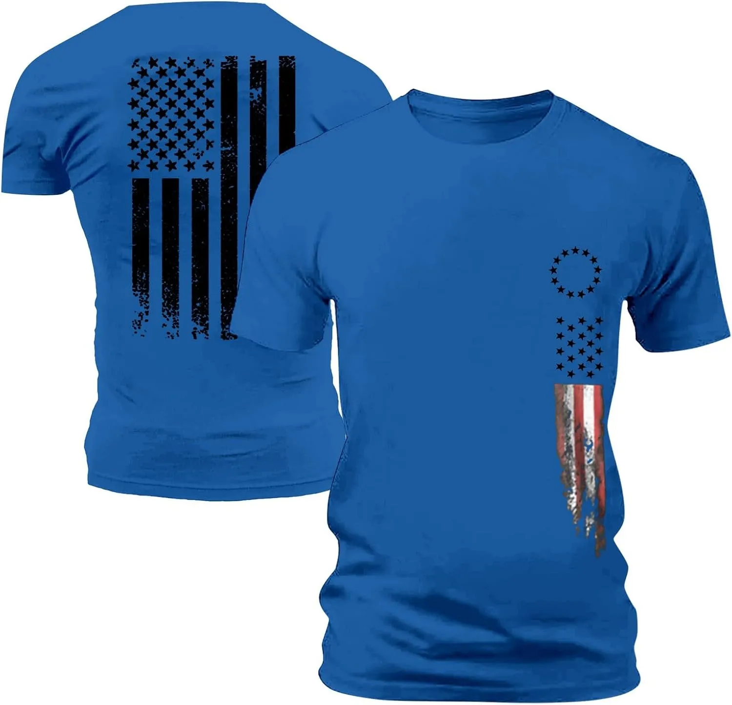 Men's American Flag Print T-Shirt Short Sleeve Muscle Workout Tee Shirt Patriotic Independence Day 4th of July Tops