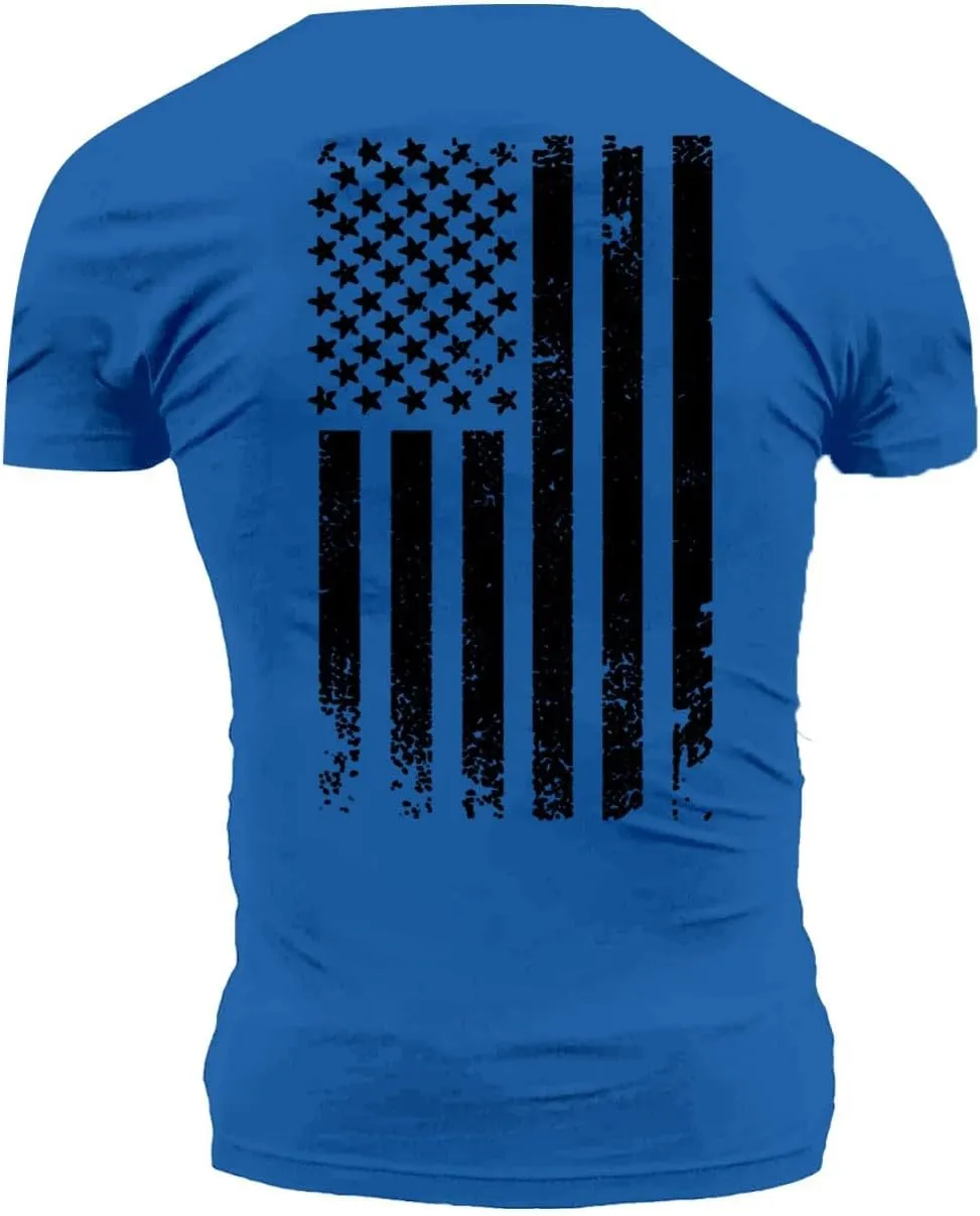 Men's American Flag Print T-Shirt Short Sleeve Muscle Workout Tee Shirt Patriotic Independence Day 4th of July Tops