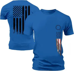 Men's American Flag Print T-Shirt Short Sleeve Muscle Workout Tee Shirt Patriotic Independence Day 4th of July Tops
