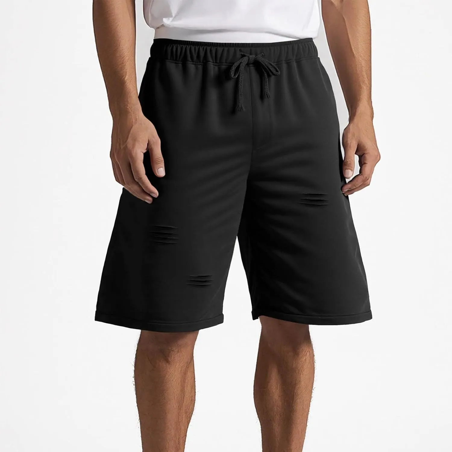 Mens Athletic Cargo Shorts Drawstring Workout Running Fitness Shorts Classic Summer Clothes with Multi Pockets