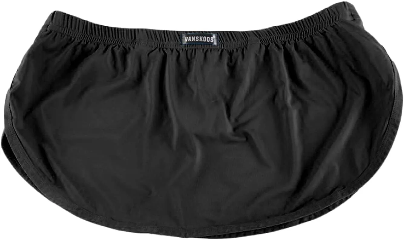 Men's Boxer Jockstrap Sexy Underwear, Silky Satin Split Side Gym Running Active Shorts, 3X-Large, Black