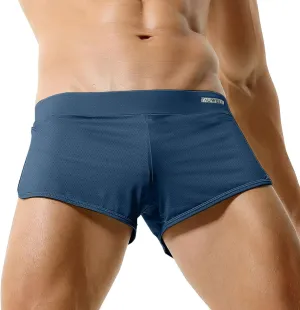 Men's Boxer Jockstrap Sexy Underwear, Silky Satin Split Side Gym Running Active Shorts, 3X-Large, Black
