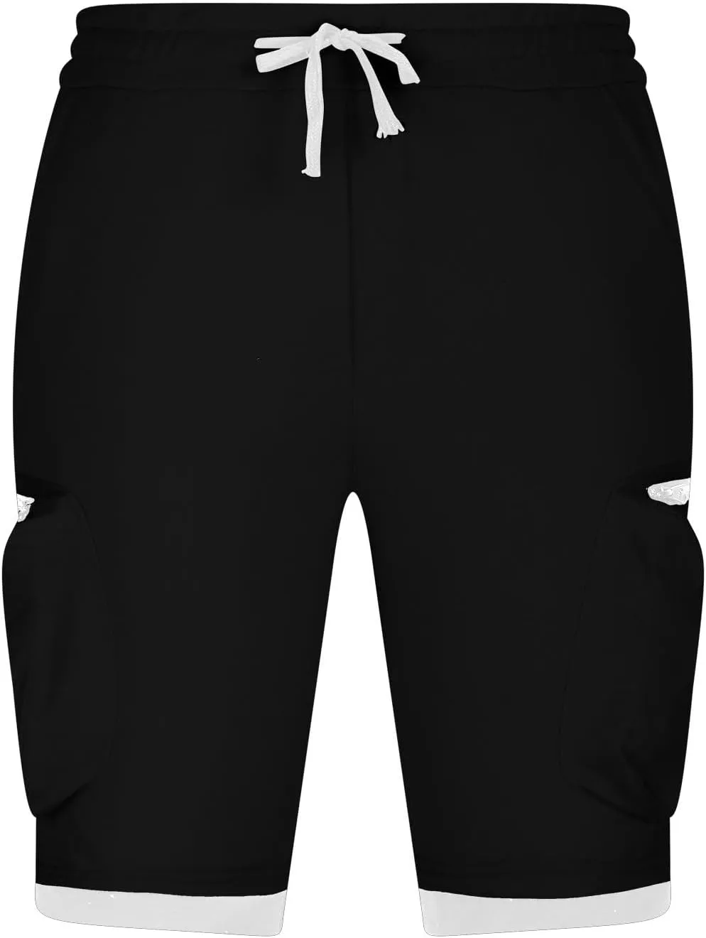 Mens Cargo Shorts Casual Solid Athletic Joggers Running Short Pants with Multiple Pockets Fashion Work Shorts