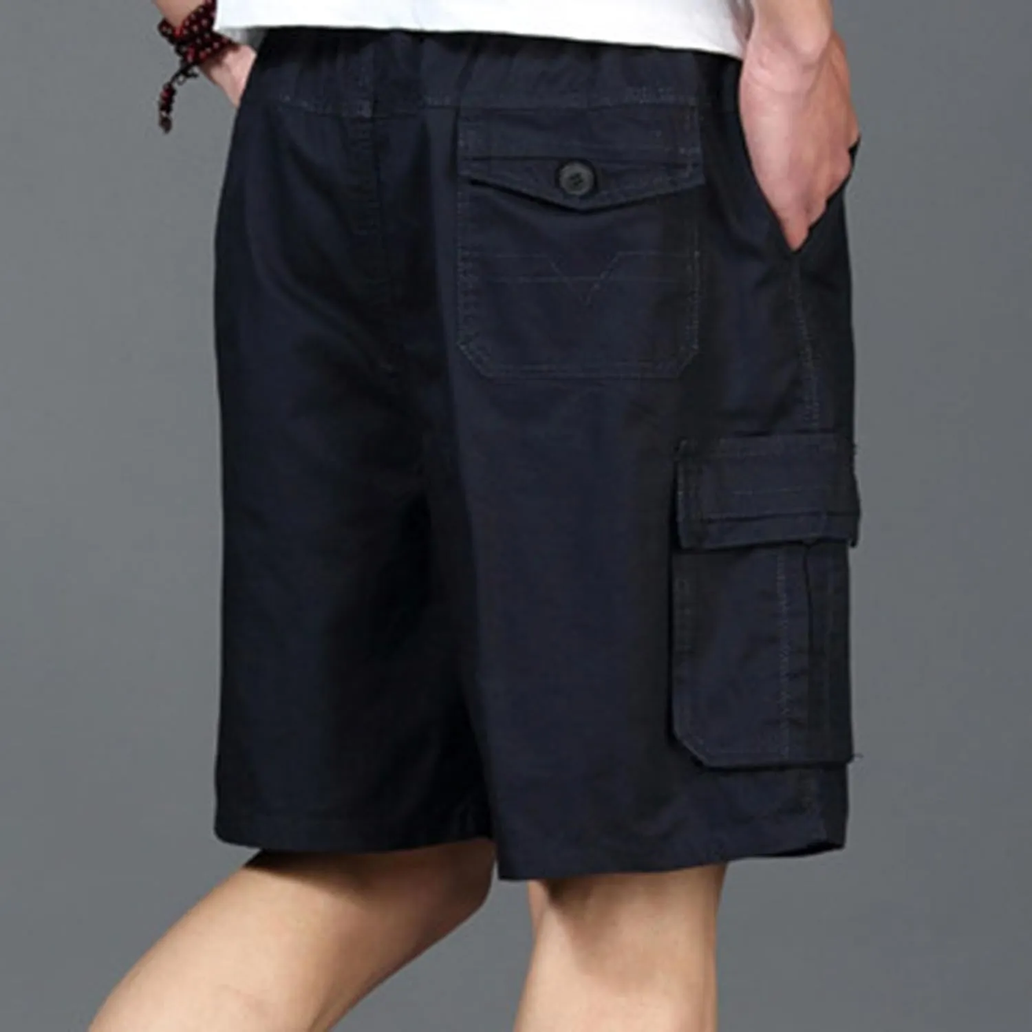 Men's Carpenter Denim Shorts Summer Classic Multiple Pocket Design Cargo Hiking Shorts with Durable Triple-Stitch Hem
