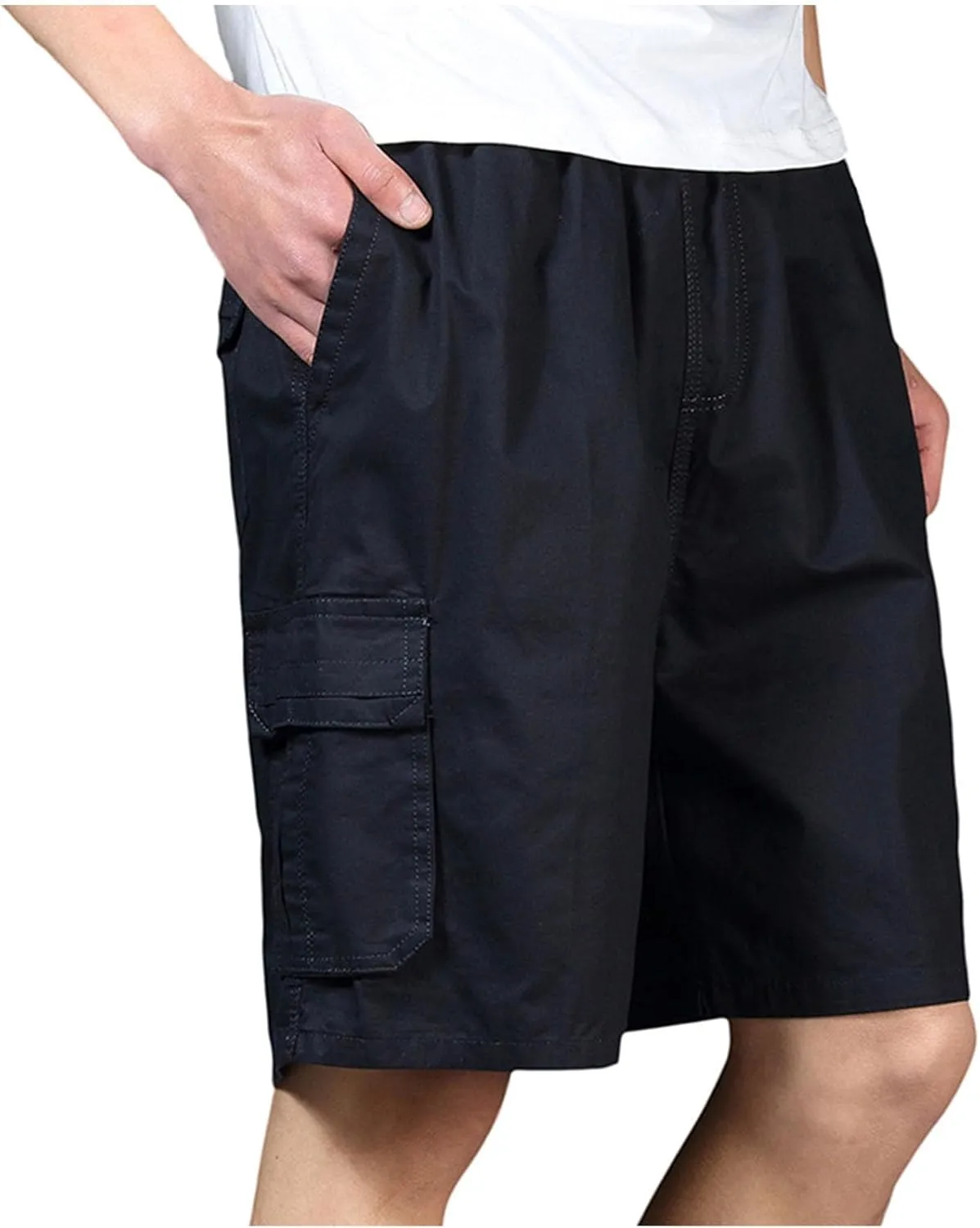 Men's Carpenter Denim Shorts Summer Classic Multiple Pocket Design Cargo Hiking Shorts with Durable Triple-Stitch Hem