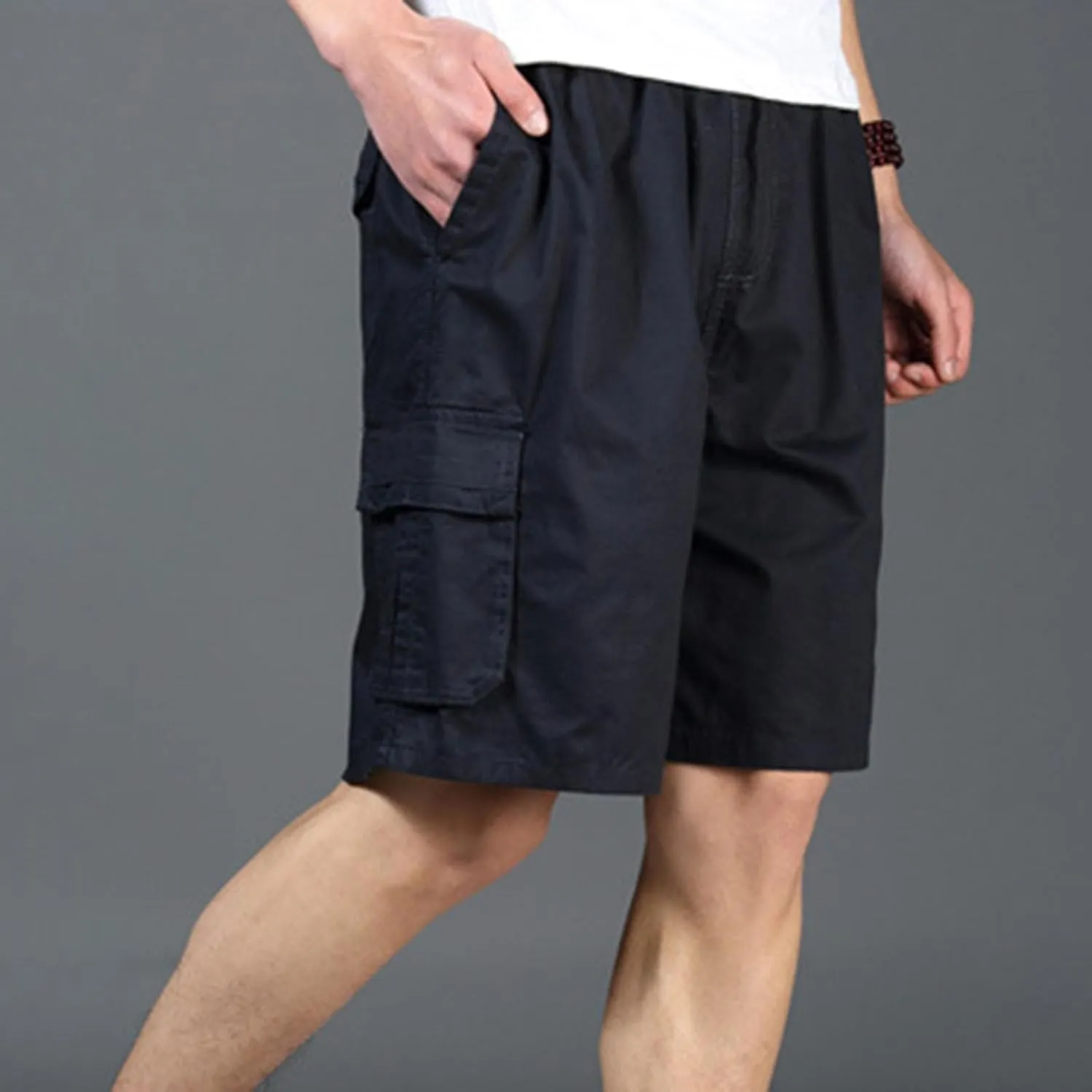 Men's Carpenter Denim Shorts Summer Classic Multiple Pocket Design Cargo Hiking Shorts with Durable Triple-Stitch Hem