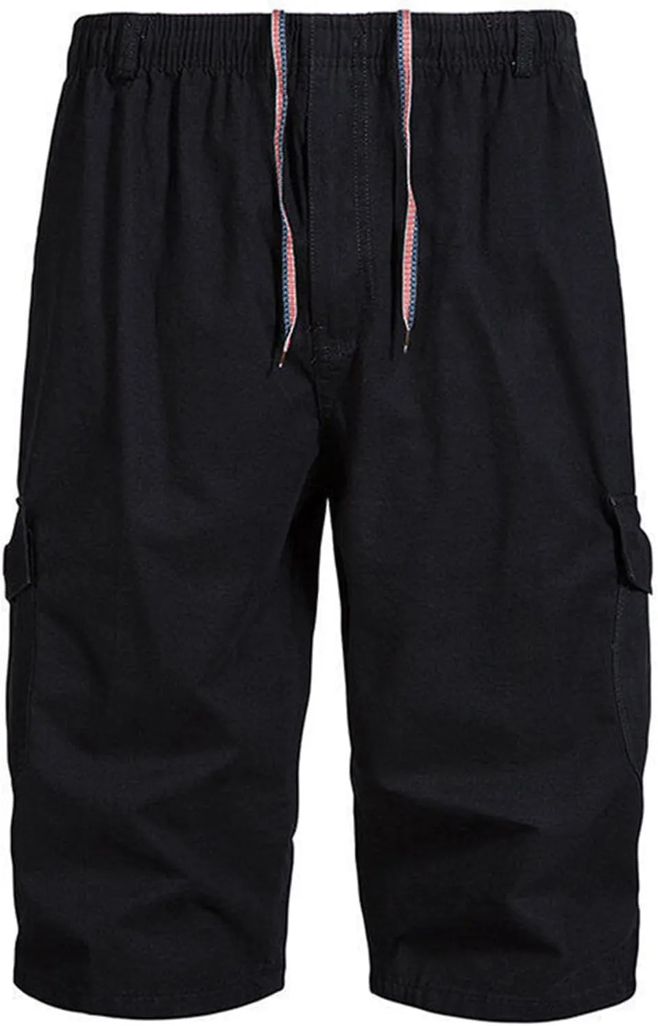 Mens Chino Shorts Casual Drawstring Elastic Waist Plus Size Loose Short Pants with Multiple Pockets Flowy Shorts
