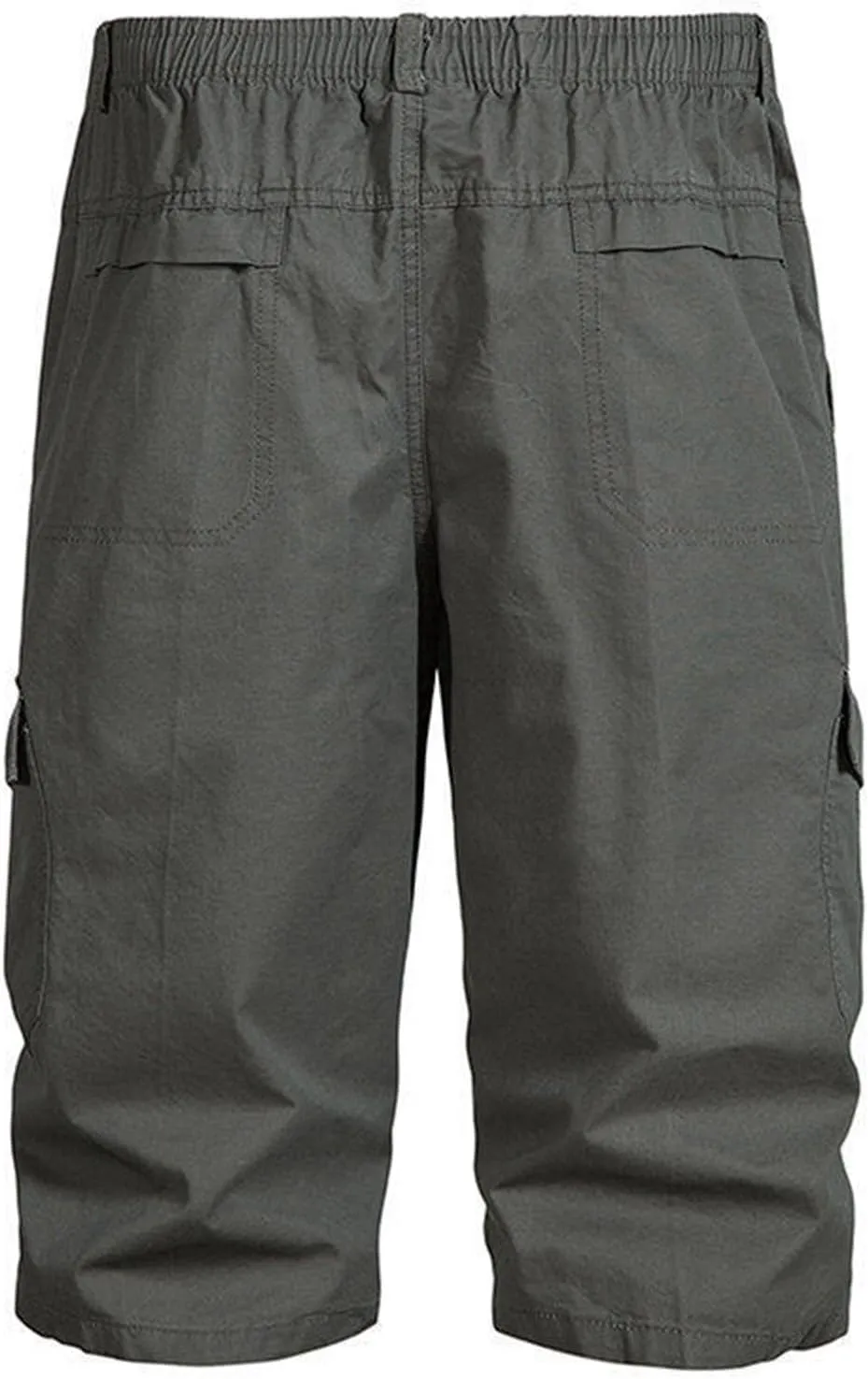 Mens Chino Shorts Casual Drawstring Elastic Waist Plus Size Loose Short Pants with Multiple Pockets Flowy Shorts
