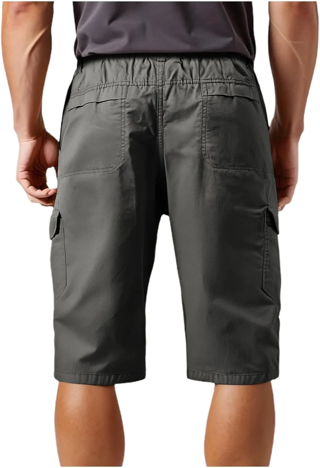 Mens Chino Shorts Casual Drawstring Elastic Waist Plus Size Loose Short Pants with Multiple Pockets Flowy Shorts