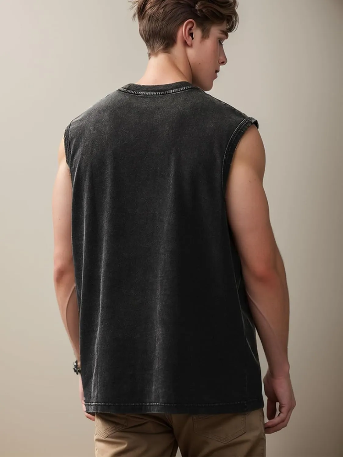 Mens Cotton Sleeveless Tank Tops Cut Off Muscle Gym T Shirts Running Beach Loose Fit Tees