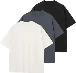 Men's Cotton T-Shirts Oversized Unisex Short Sleeve Crew Neck Loose Basic Tops Solid Athletic Tee