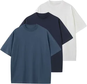 Men's Cotton T-Shirts Oversized Unisex Short Sleeve Crew Neck Loose Basic Tops Solid Athletic Tee