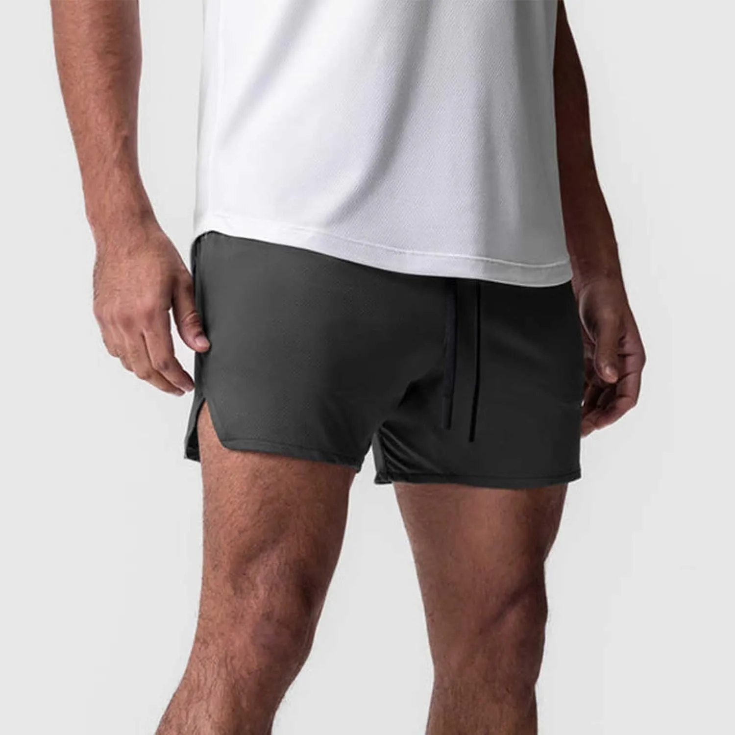 Mens Gym Running Shorts 5 inch Inseam Workout Shorts Quick-Dry Active Shorts Drawstring Waist Shorts with Towel Loop
