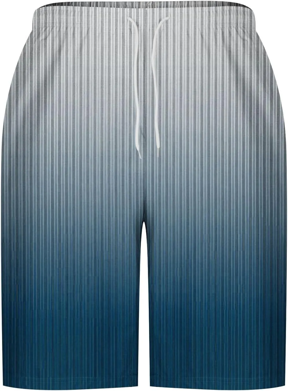 Men's Hawaiian Beach Shorts Elastic Waist Drawstring Stripe Print Shorts for Casual Swimmingshorts with Pockets