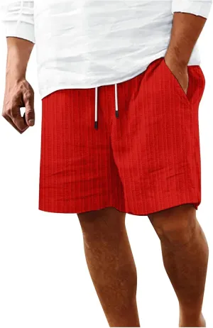 Men's Linen Shorts Summer Hawaiian Casual Shorts Running Joggers Loose Lightweight Beach Shorts with Pockets