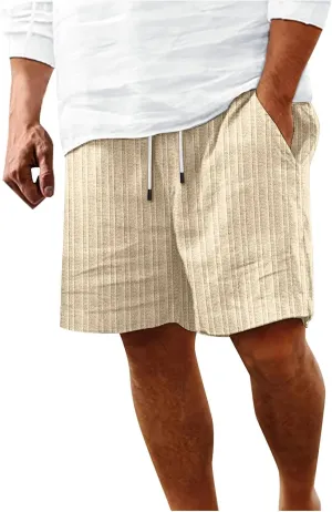 Men's Linen Shorts Summer Hawaiian Casual Shorts Running Joggers Loose Lightweight Beach Shorts with Pockets