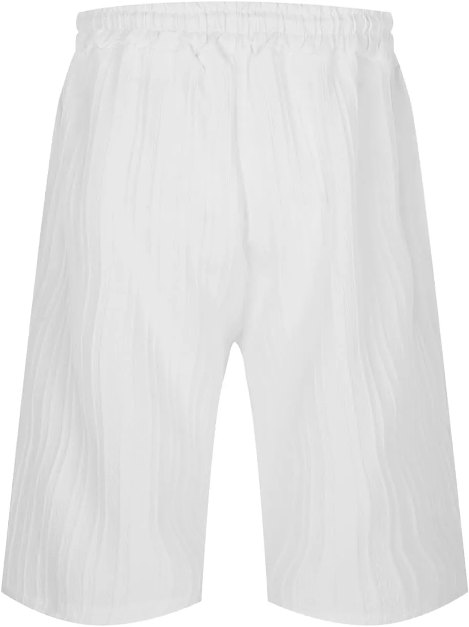 Men's Linen Shorts Summer Hawaiian Casual Shorts Running Joggers Loose Lightweight Beach Shorts with Pockets