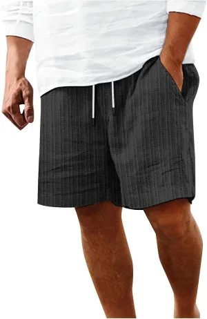 Men's Linen Shorts Summer Hawaiian Casual Shorts Running Joggers Loose Lightweight Beach Shorts with Pockets