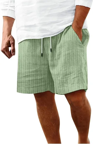 Men's Linen Shorts Summer Hawaiian Casual Shorts Running Joggers Loose Lightweight Beach Shorts with Pockets