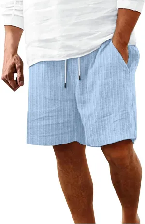 Men's Linen Shorts Summer Hawaiian Casual Shorts Running Joggers Loose Lightweight Beach Shorts with Pockets