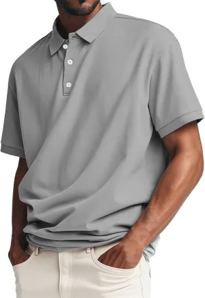 Men's Polo Shirts Loose Fit Short Sleeve Big and Tall Tshirts Classic Collared Golf Tennis Tees Muscle Work Tops