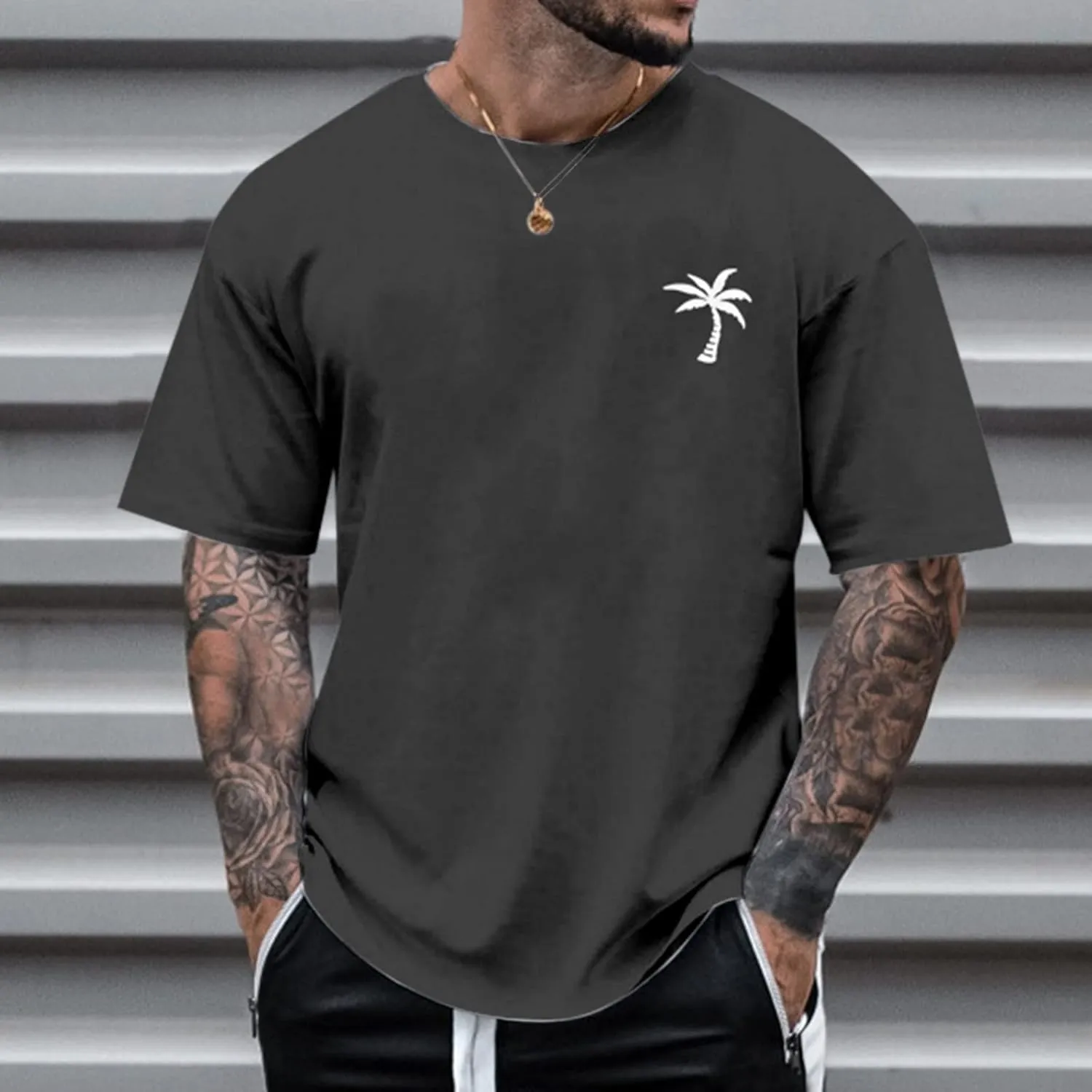 Men's Shirt Casual Breathable Crew Neck Lightweight Workout Relaxed Fit Tees True Comfort Fashion Tops
