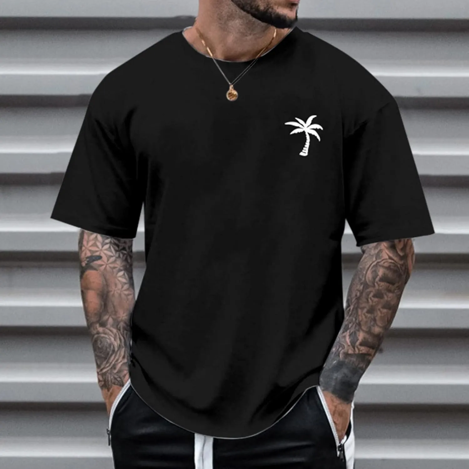 Men's Shirt Casual Breathable Crew Neck Lightweight Workout Relaxed Fit Tees True Comfort Fashion Tops