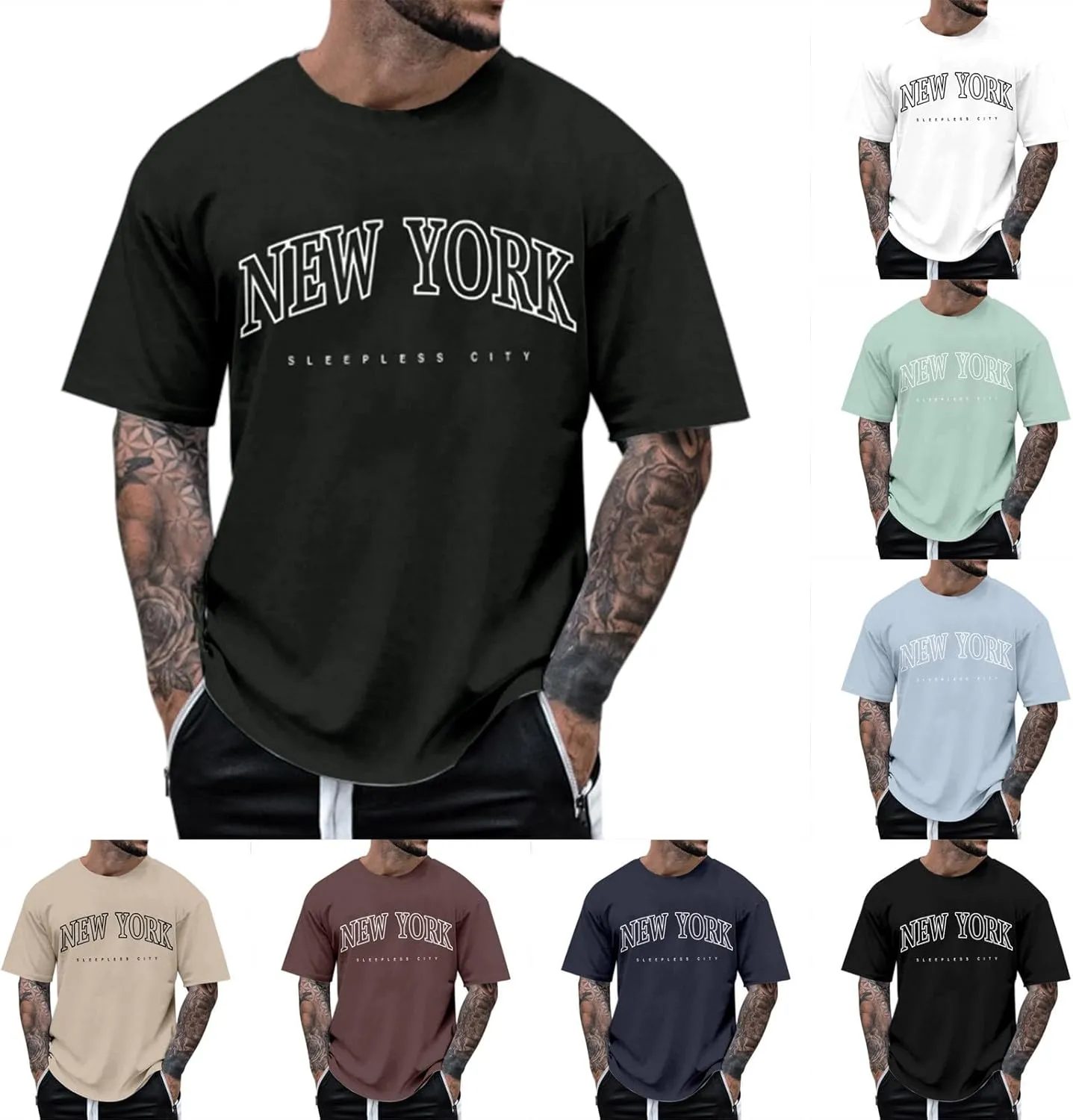 Men's Shirt Casual Breathable Crew Neck Lightweight Workout Relaxed Fit Tees True Comfort Fashion Tops