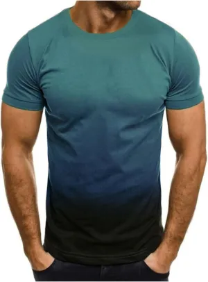 Mens Shirts Crewneck Short Sleeve Summer Beach Shirt Causal Stylish Gradient Color Graphic Tee Shirts Fashion Clothes